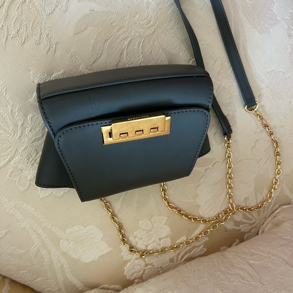 Zac Posen olive green Clutch with Metallic Hardware